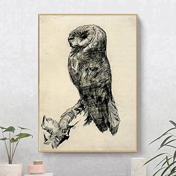 Amazon.co.jp: ゴッホの横から見たメンフクロウ 絵画ポスター